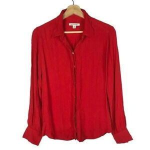 Free Assembly Bright Red Relaxed Fit Long Sleeve Button Down M